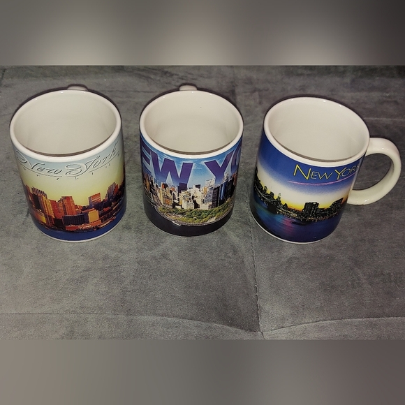 VINTAGE NEW YORK CITY 3 COFFE MUGS BUNDLE MANHATTAN SKYLINES & WATERFRONTS NWOT - Picture 7 of 7